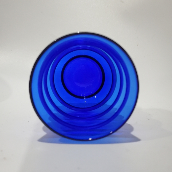 1930s "Harpo Cobalt" Ripple Beehive 6oz Tumbler / 3 3/4" Vase by Louie - Picture 10 of 10